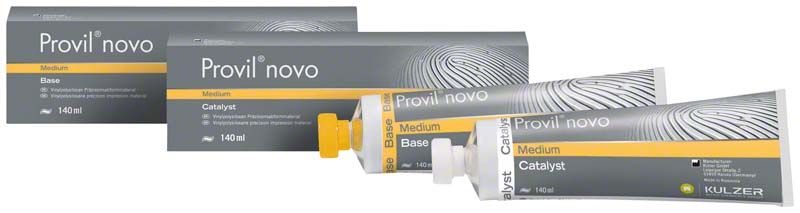 Provil novo Tuben medium, 2 x 140ml Base und Katalysator, in Verpackung.