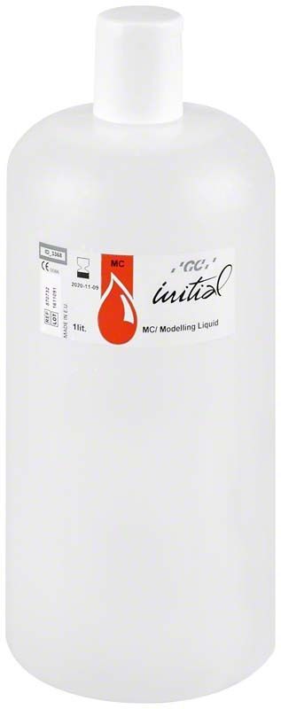 Flasche GC Initial MC Modelling Liquid 1000ml mit rotem Tropfen-Logo.