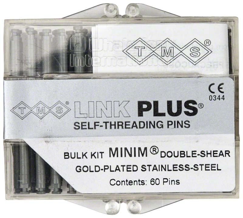 TMS Link Plus Stiftsysteme in goldbeschichteter Edelstahlverpackung mit 60 Pins.
