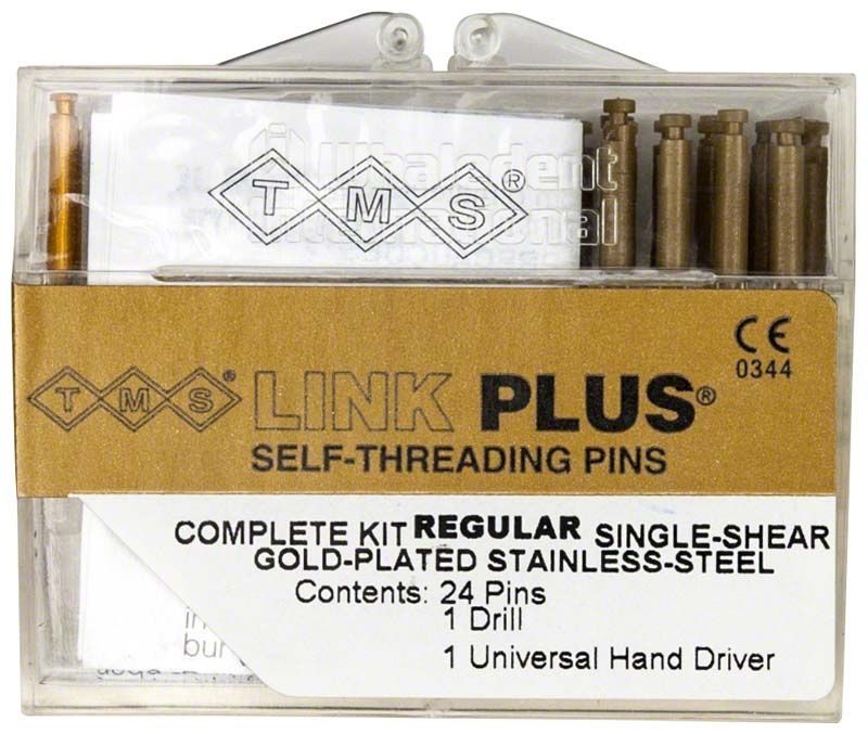TMS Link Plus Edelstahlstifte, goldbeschichtet, 24er Set in Kunststoffverpackung.