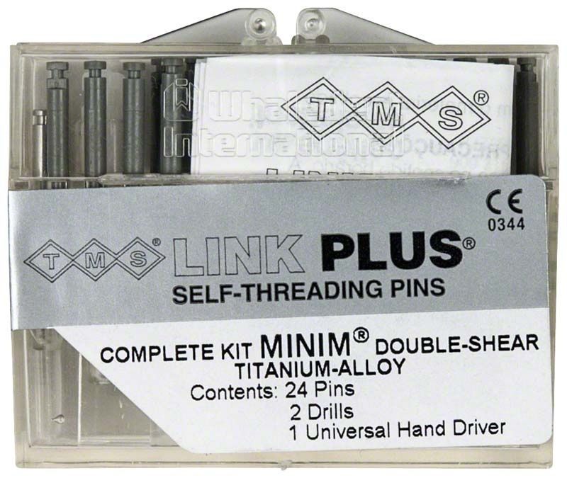 TMS LINK PLUS Titan Minim Kit mit 24 selbstschneidenden Stiften und Zubehör.