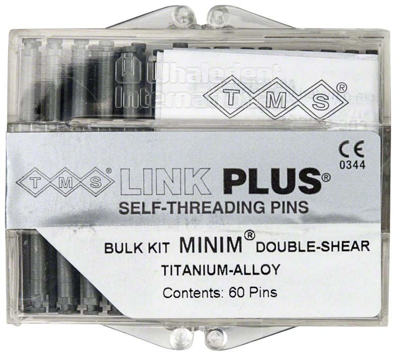 TMS Link Plus Titan Minim Stiftsystem in transparenter Kunststoffverpackung.