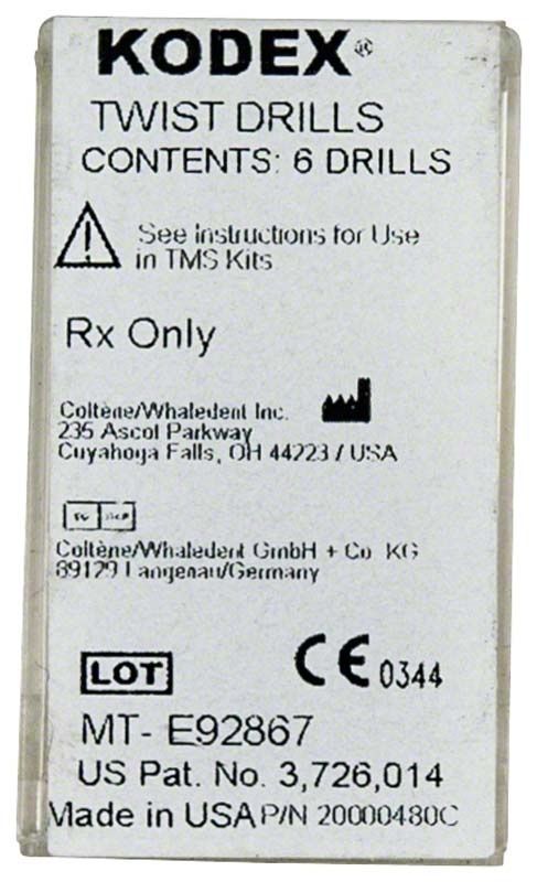 Etikett der Kodex Bohrer Verpackung mit Produktspezifikationen.