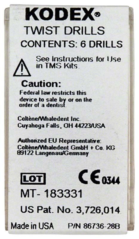 Verpackung der Kodex Bohrer mit Produkthinweisen und Herstellerangaben.