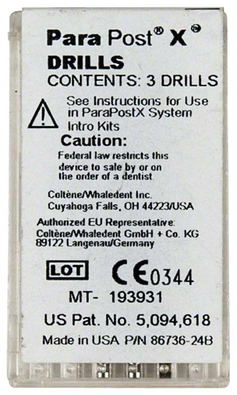 ParaPost X System Bohrer P 42-6 mit Verpackungsdetails und Warnhinweisen.