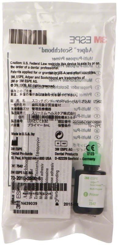 Adper™ Scotchbond™ Multi-Purpose Plus Primer in Originalverpackung mit Flasche sichtbar.