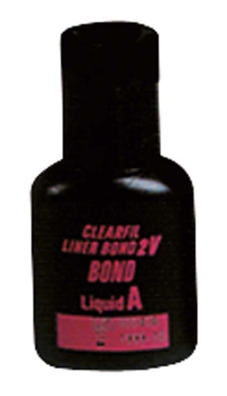 Klareflasche mit Aufschrift "CLEARFIL LINER BOND 2V Bond Liquid A".