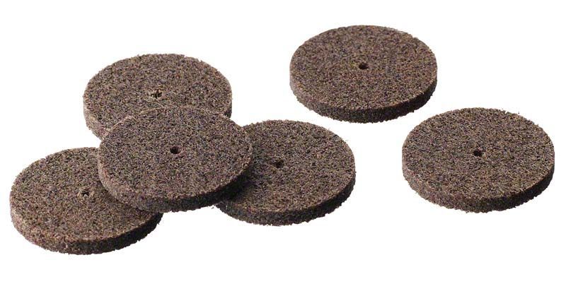 Sechs POLYFIX Schleifscheiben ohne Mandrell für Dentalanwendungen.