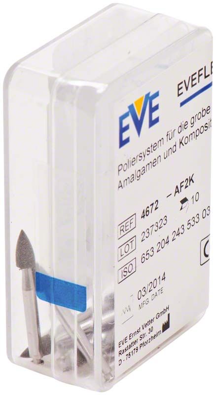 EVEFLEX Polierer Packung mit 10 groben Polierern für Dentalanwendungen.