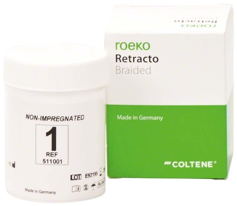 Retracto geflochtener Retraktionsfaden Größe 1, nicht imprägniert, mit Verpackung.