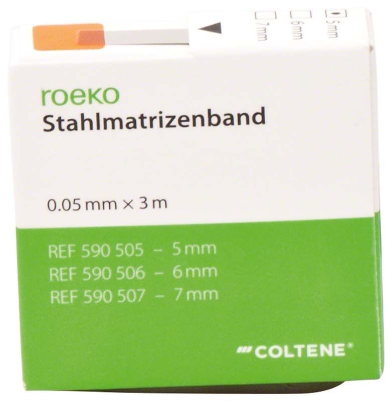 ROEKO Stahl Matrizenband Verpackung mit 0,05 mm x 3 m Anzeige