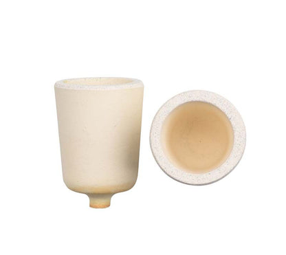 Keramikeinsätze für Fornax®-Keramik-Schmelztiegel, Ansicht von oben und Seite.
