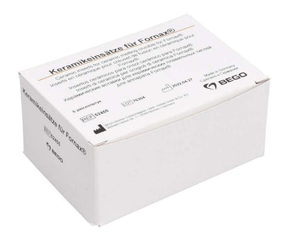 Keramikeinsätze für Fornax®-Keramik-Schmelztiegel in weißer Verpackung.