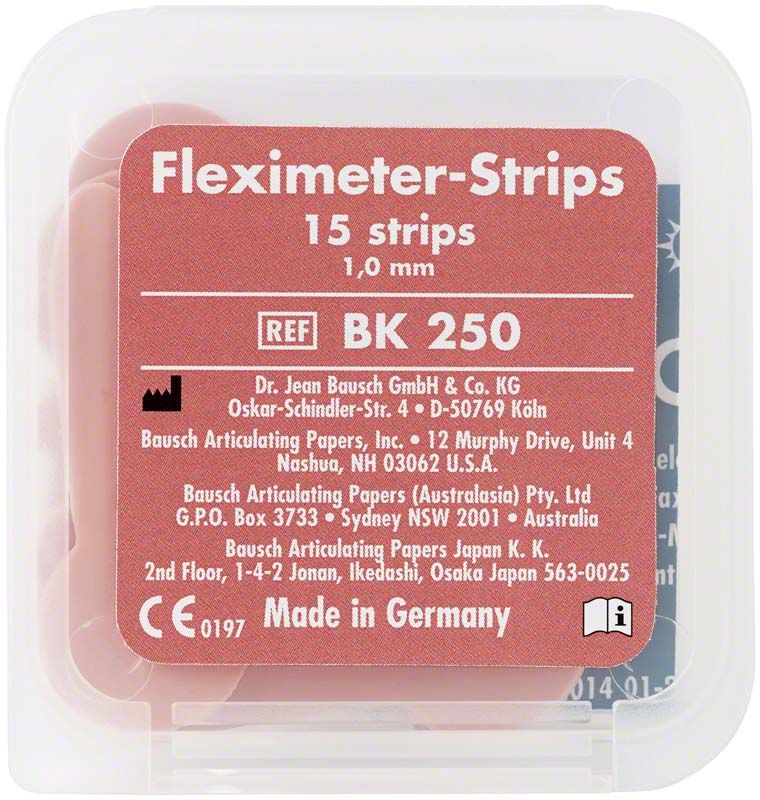 Fleximeter-Strips 1,0 mm rosa in transparenter Kunststoffverpackung.