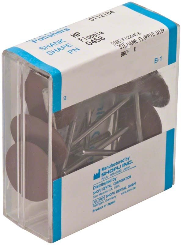 Braune Silikonpolierer Brownie® Schaft H - Floppie, 12er Packung.