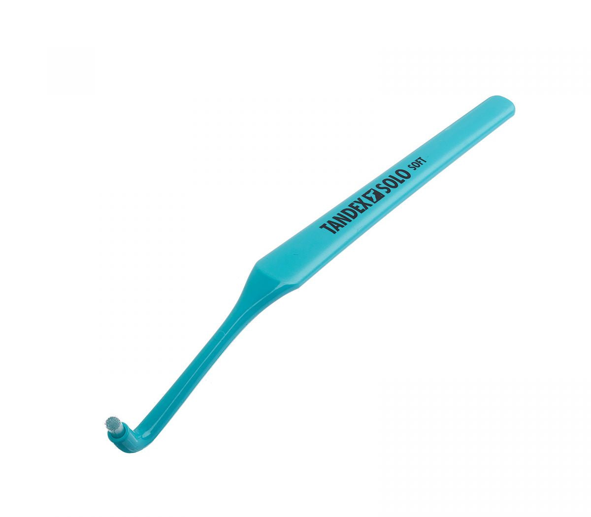 Tandex Einbüschelbürste 2 Solo soft in türkis mit schmalem Bürstenkopf.