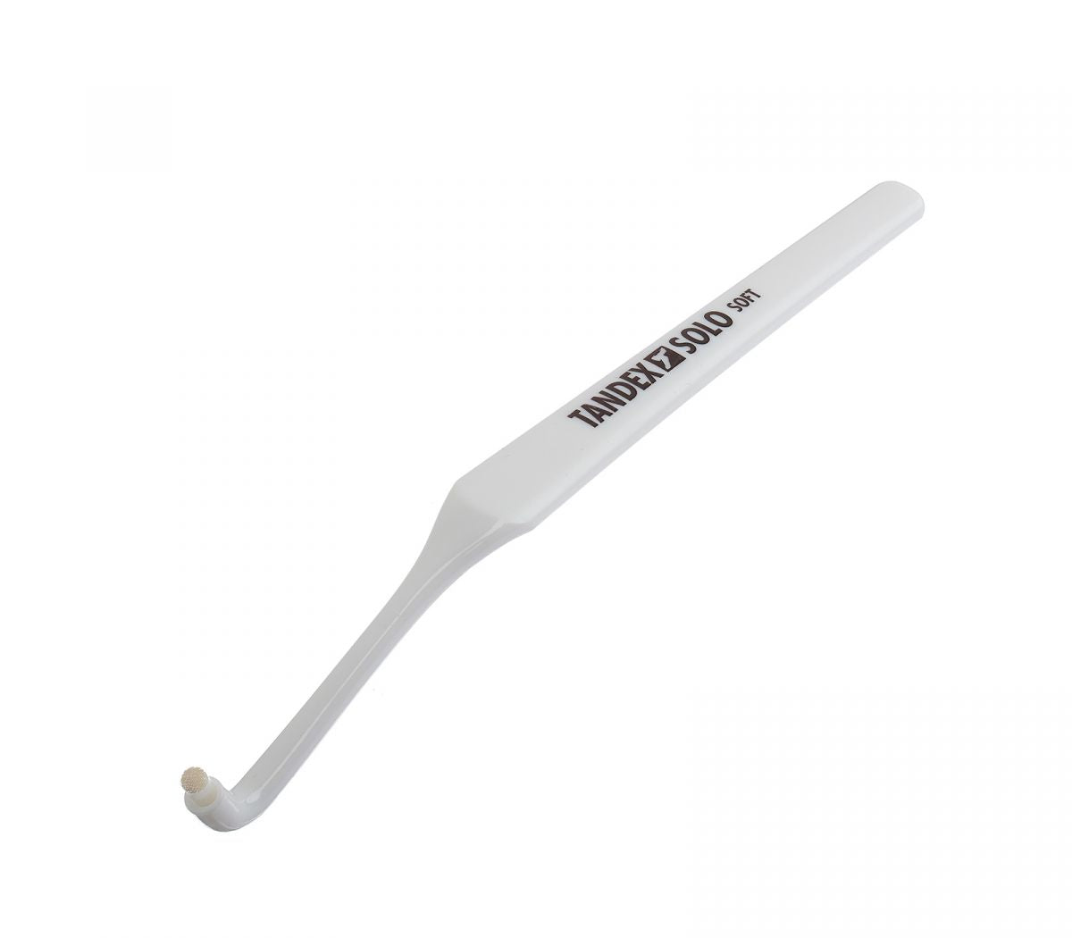 Weiße Tandex Einbüschelbürste SOLO® soft mit schmalem Bürstenkopf für präzise Reinigung.