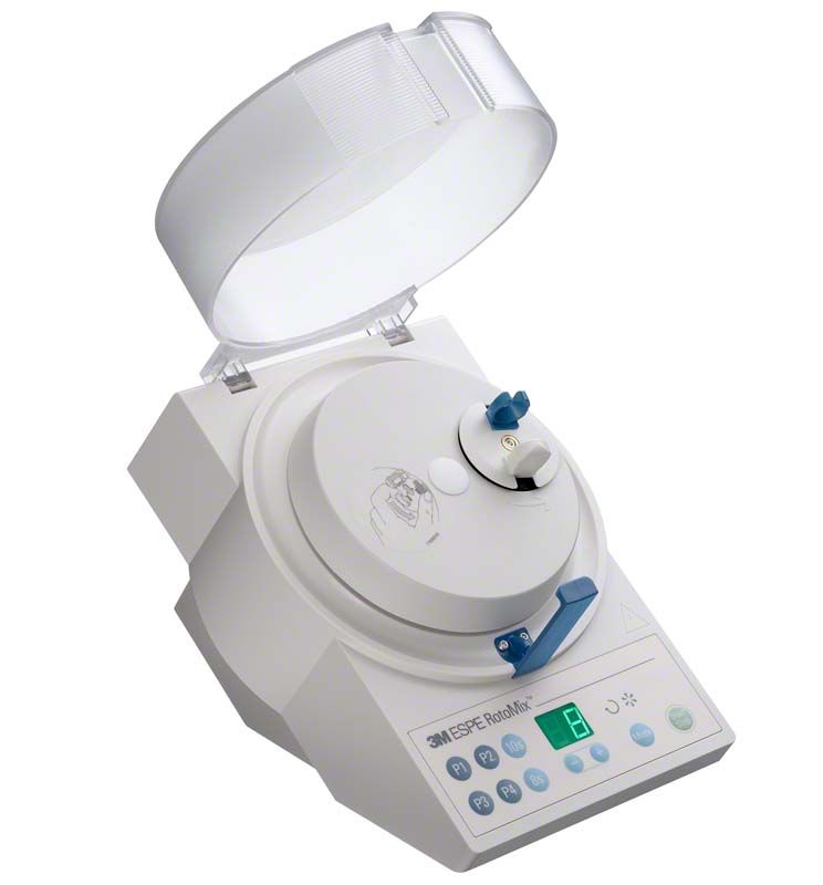 3M™ RotoMix™ Rotationsmischgerät mit geöffnetem Deckel und Bedienelementen.