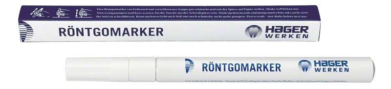 Röntgomarker-Stift mit Verpackung von Hager & Werken.
