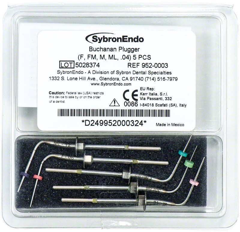 Buchanan Heat Plugger Set mit verschiedenen farbcodierten Spitzen in Kunststoffbox.