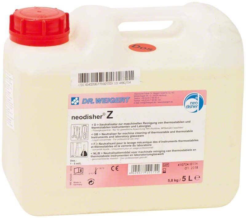 Neodisher Z 5 Liter Kanister mit rotem Schraubverschluss und Etikett.