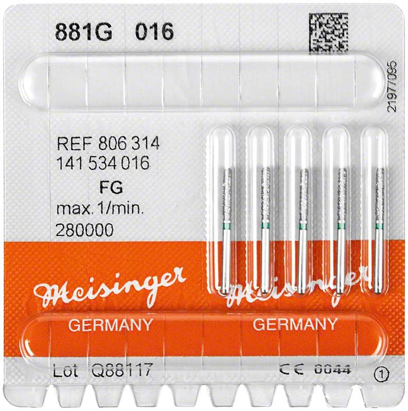 Diamantinstrument FG 881G 016 grün in Blisterverpackung von Meisinger.
