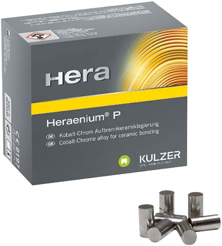 Heraenium® P Kobalt-Chrom Aufbrennkeramiklegierung in grauer Verpackung.