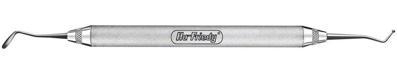 Zahnärztliches Platzier- und Kondensierinstrument aus Satin-Stahl mit Doppelseiten.