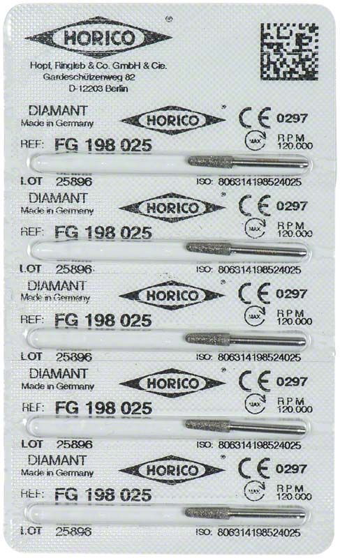 Blisterpackung mit Diamant FG 198 025 Dentalinstrumenten.