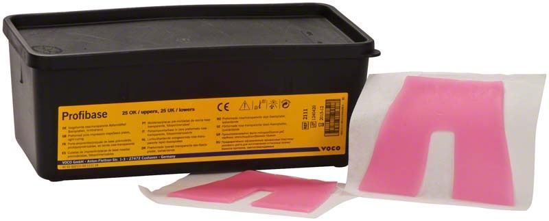 Schwarze Verpackung von Profibase mit rosa-transparenten Basisplatten.