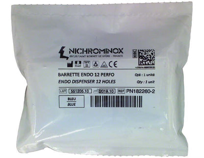 Endo Dispenser 12 Löcher Blau in transparenter Verpackung.