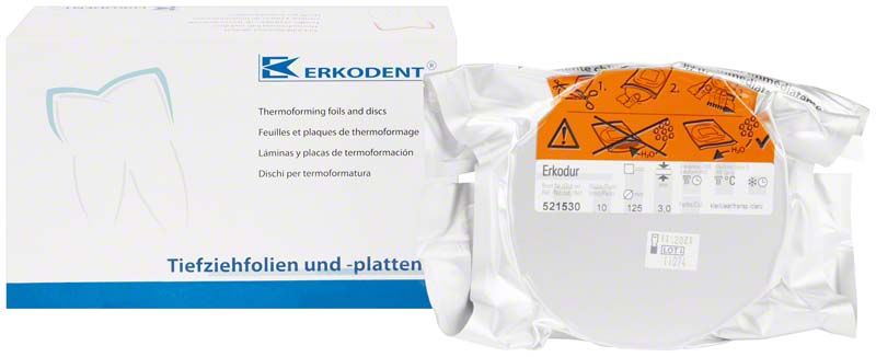 Erkodur 50 St. klar Ø125mm x 3,0mm Verpackung mit Tiefziehfolie.