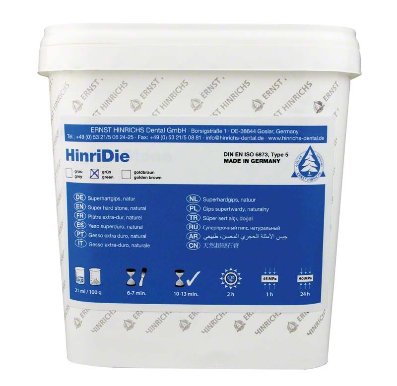 HinriDie grüner Eimer, 5kg, mit Produktinformationen auf der Vorderseite.