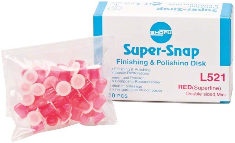 Super-Snap Polierscheiben extrafein, doppelseitig, Mini, in Verpackung.