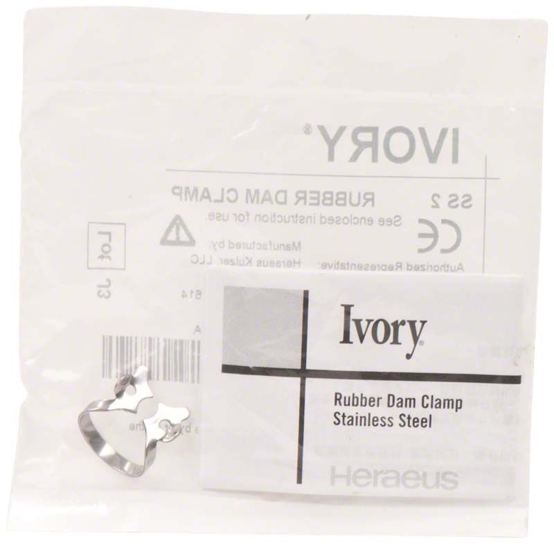 Ivory Kofferdamklammer SS 2 aus Edelstahl für UK Prämolaren.