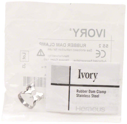 Ivory Kofferdamklammer SS 2 aus Edelstahl für UK Prämolaren.