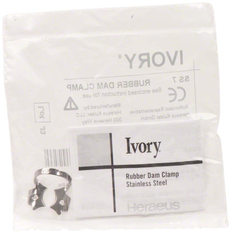Ivory® Kofferdamklammer SS 7 für UK Molaren in Verpackung.