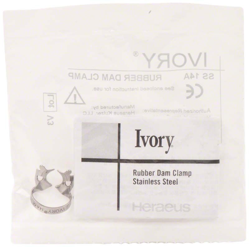 Ivory Kofferdamklammer Figur 14A für OK/UK Molaren in Verpackung.