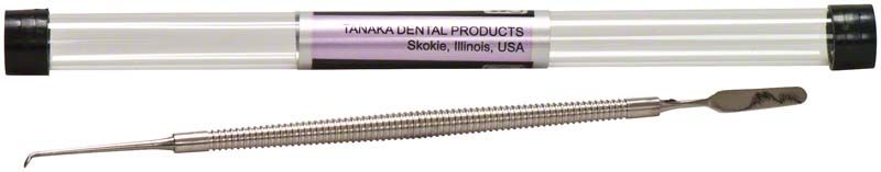 Verdichtungsinstrument aus Edelstahl mit geriffeltem Griff und spitzer Spitze.