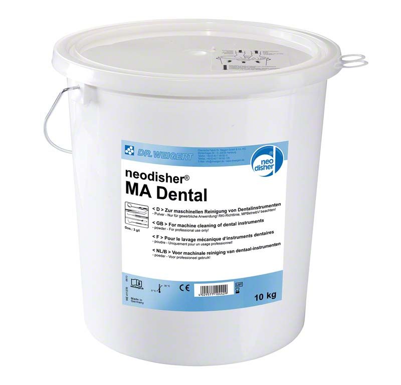 Alkalischer Reiniger neodisher® MA Dental 10 kg im weißen Eimer.