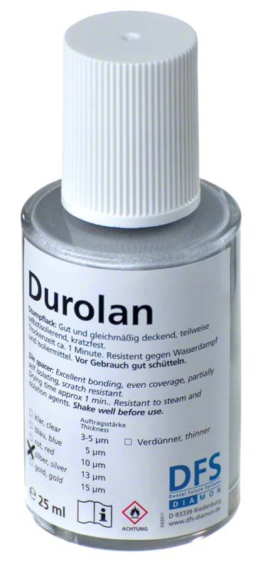 Durolan Stumpflackflasche, 25 ml, kratzfest und dampfresistent.