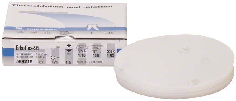 Erkoflex 95 Tiefziehplatte, stapelweise vor Verpackung präsentiert.
