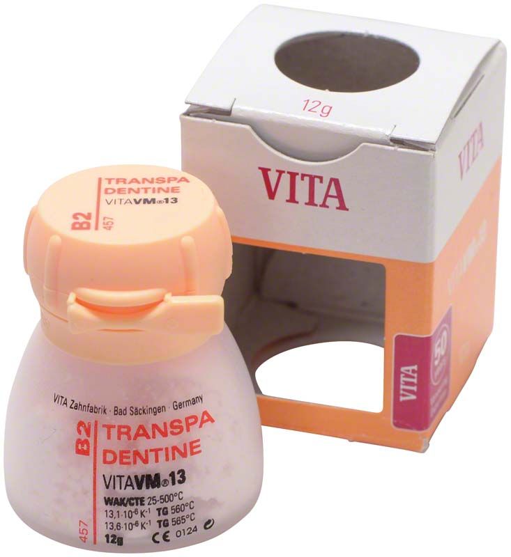 Transpa Dentin VM13 B2 in einer 12g Dose mit Verpackung.
