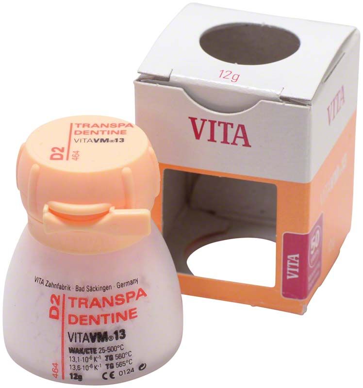 Transparenter Dentin VM13 12g D2 mit Verpackung von VITA.