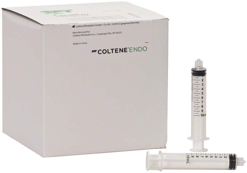 Einmalspritzen CanalPro™ Color 10ml weiß mit Verpackung.