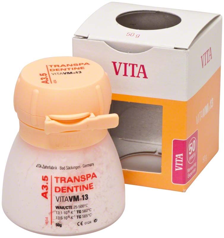 VM13 Transpa Dentin A3,5 50g Dose vor Verpackung.