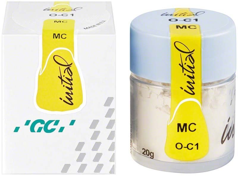 Pulveropaques Behälter GC Initial MC 20g O-C1 mit gelbem Etikett.
