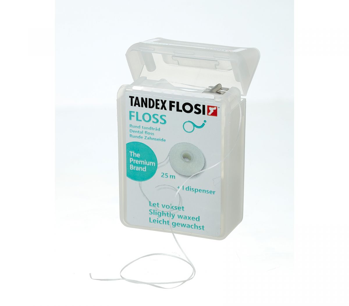 Tandex Zahnseide Spenderbox 25m mit leicht gewachster Zahnseide.