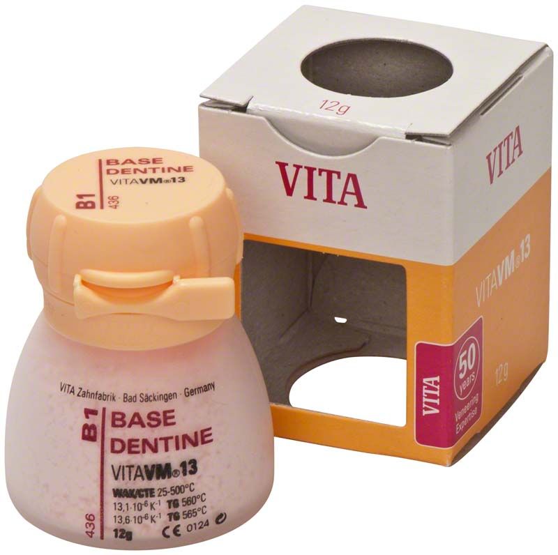 Keramikpulver VM13 Base Dentin B1, 12g, mit Verpackung.
