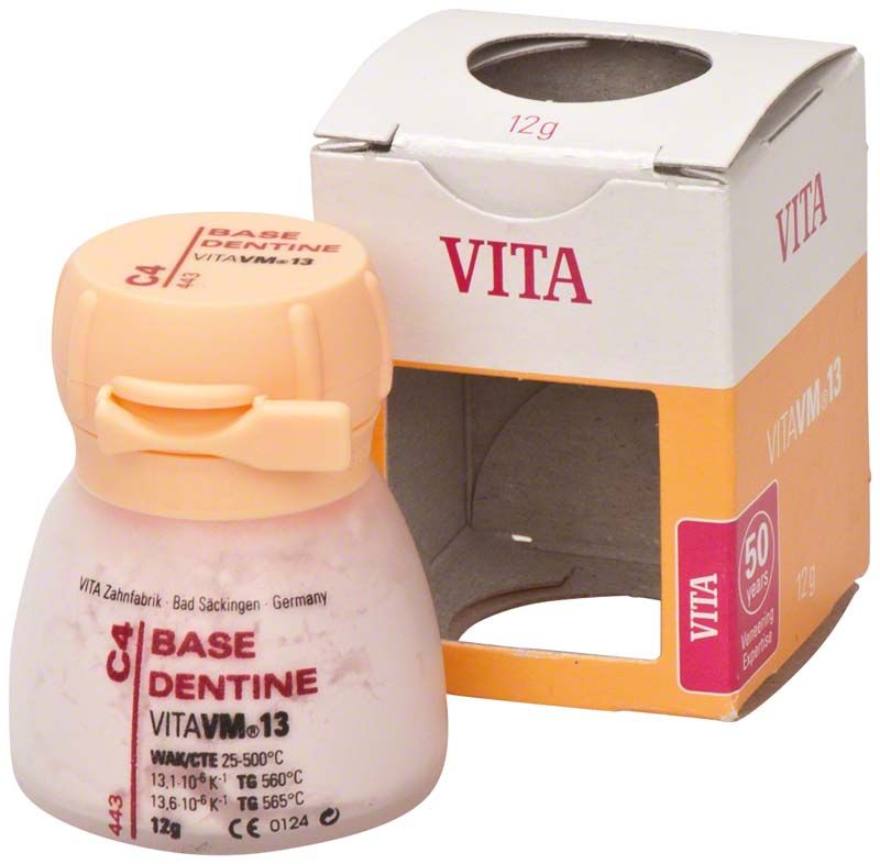 VM13 Base Dentin 12g C4 mit Verpackung und Produktetikett.